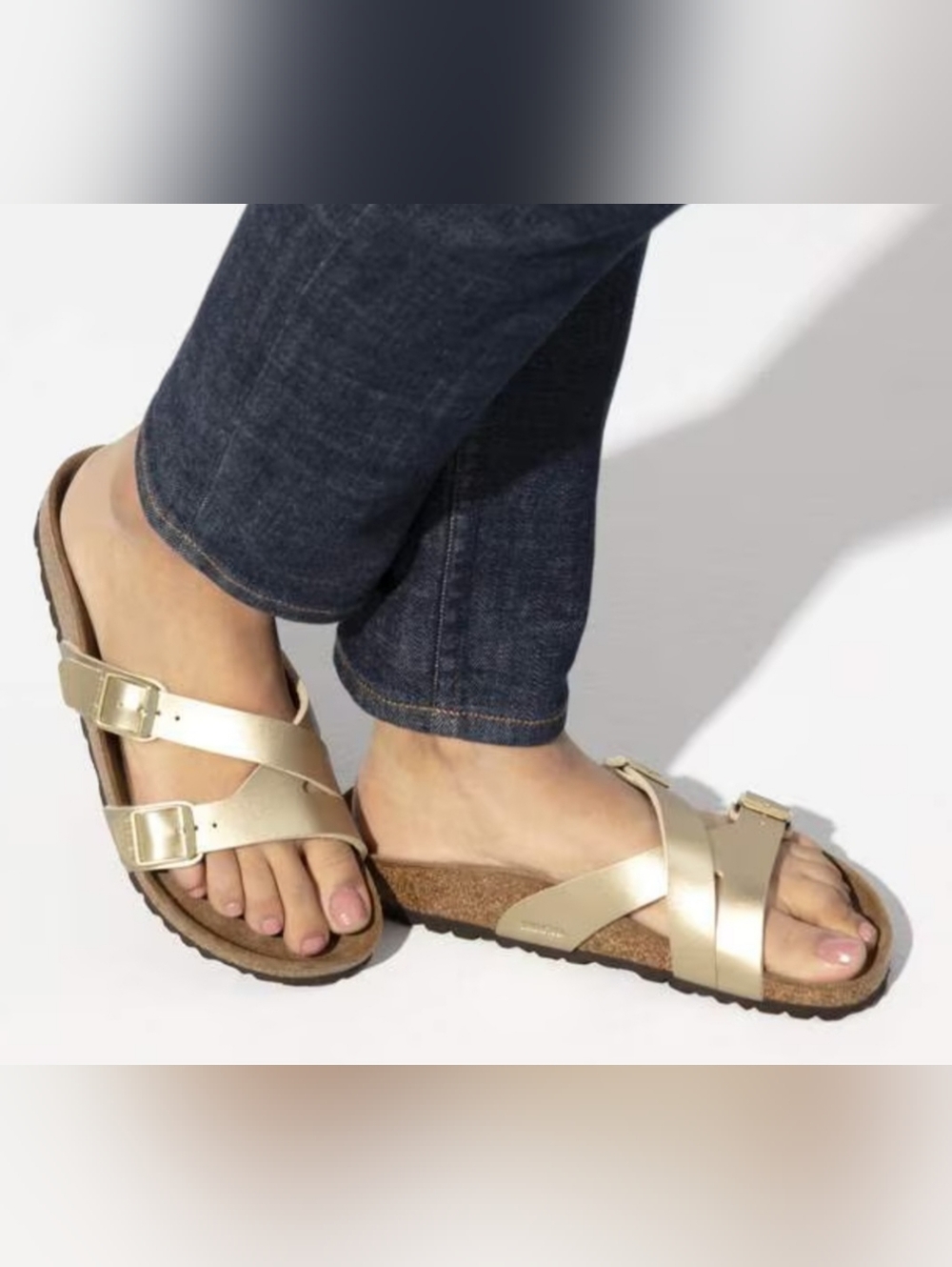 Birkenstock Yao Balance Metallic Gold Sandals Women 38